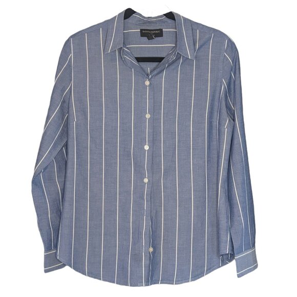 Banana Republic Blue Pinstripe Classic Fit Button Down Sz M - Picture 1 of 6